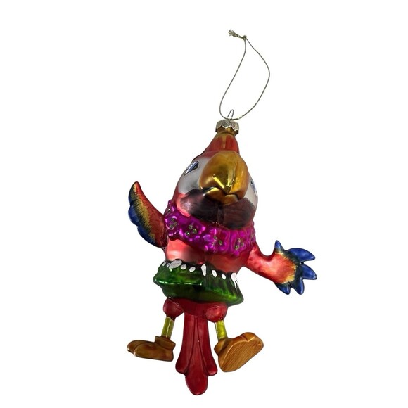 5" Hand Blown Glass Parrot Christmas Ornament - RARE - Colorful Holiday Decor - Picture 5 of 10